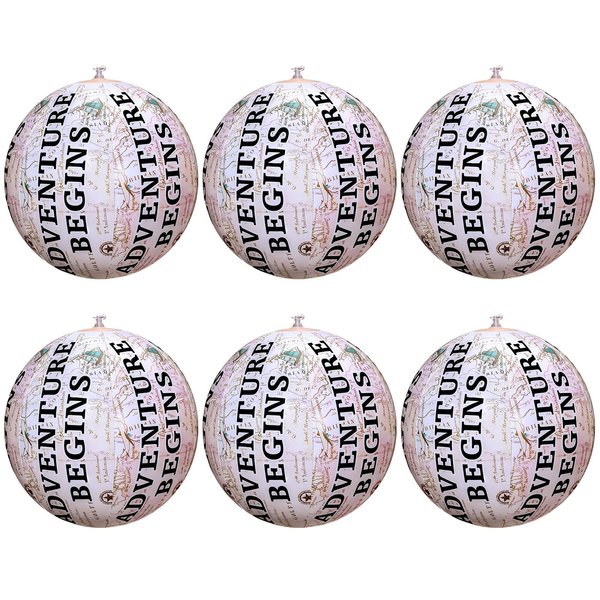 Treela 6 Pcs Inflatable Beach Balls Adventure Theme Pool Balls Travel World Adventure Beach Balls Bon Voyage Party Favors for Summer Beach Pool Birthday Party Supplies