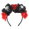 Halloween Rose Skull Headband Flower Crown Hair Bands Wreath Garland Floral Headpiece Women Leaf Hairband Hair Hoops Party Decoration Cosplay Costume Festival Handmade Hair Accessories Black Skull