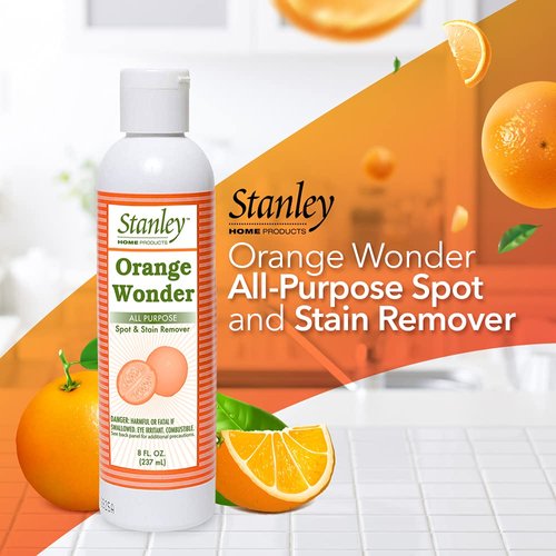 Stanley Home Products Orange Wonder All-Purpose Spot and Stain Remover - Eco-Friendly Oil & Grease Cleaning & Laundry Detergent For Baby & Kid's Clothing, Carpet, Furniture, Couch & Car Interior