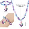 Wingchold Girls Jewelry Mermaid Necklace Bracelet Ring Set Dress up Pretend Play Jewelry Gifts Kids Toddler Mermaid Party Costume Jewelry Supplies