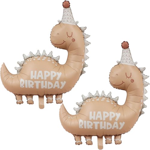 SAMOKA Dinosaur Balloons,2 PCS 31 Inch Birthday Decoration Balloons,Birthday Decoration Balloons for Kids,Happy Birthday Dino Foil Balloon,Animal World Themed Party Supplies Decor