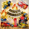 Fire Truck Party Decorations, 7pcs Fire Truck Birthday Party Balloons Fire Party Balloons for Firefighters 1st Birthday Fire Engine Rescue Themed Party Supplies