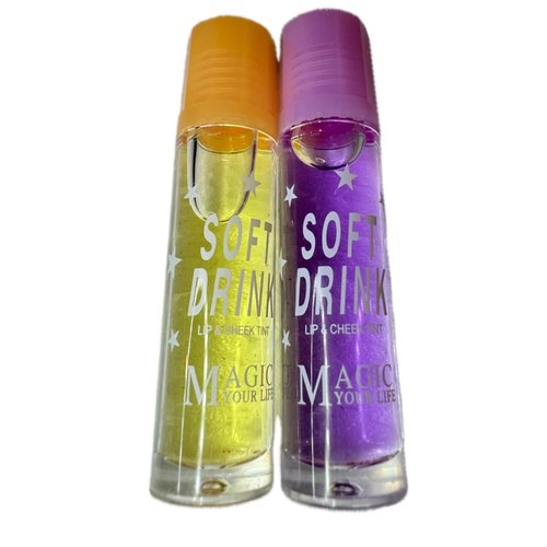 Generic Lip Balm with Fruit Flavors, Moisturizing Lip Oil Tint, Liquid Lip Gloss (purple/yellow), 1 Count (Pack of 1)