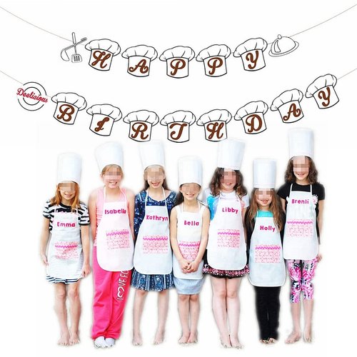 YiiiGoood Dee-licious Chef Cooking Birthday Banner Little Chef Hat Birthday Banner Little Baker Party Banner Cooking Chef Cap Party Banner for Kids (Adults) Cooking Theme Birthday Party Baby Shower