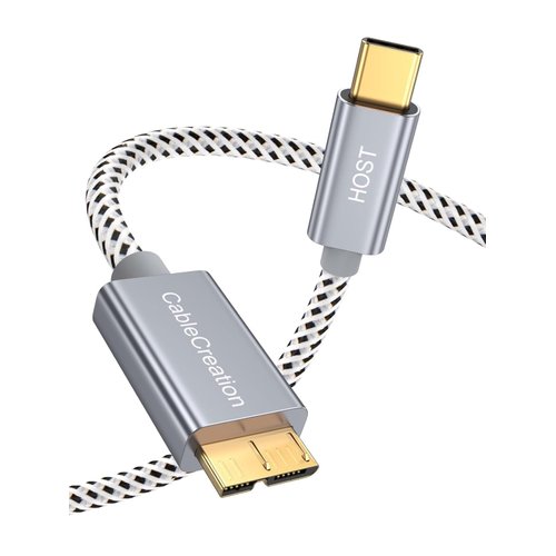 CableCreation 3.3ft*2 USB C to Micro B Cable,10Gbps Speed External Hard Drive Braided,USB 3.1 Type C to Micro B Work for iPhone 15 Series,Seagate WD Westgate My Passport,MacBook Pro,iPad/Tablet,Grey