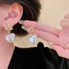 Sttiafay Vintage Pearl Heart Drop Earrings Gold Leaf Pearl Earrings White Pearl Heart Earrings Bridal Pearl Stud Earrings Jewelry for Women