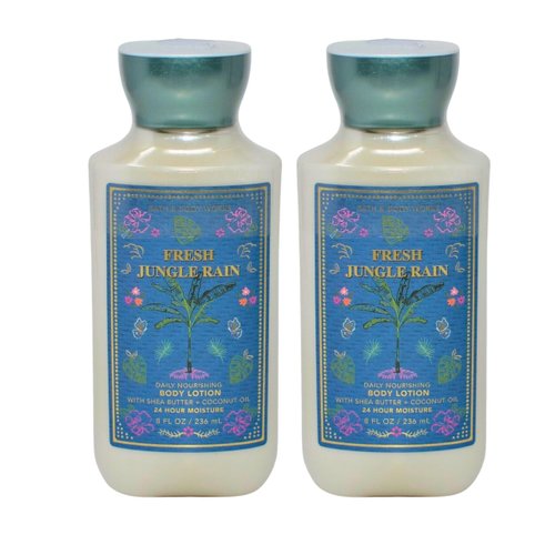Bath & Body Works Body Lotion, Gift Set of 2, 8oz Each (Fresh Jungle Rain)