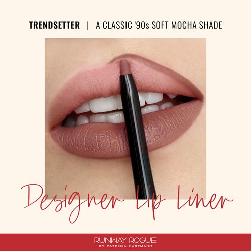 Runway Rogue Designer Liner Lip Pencil, Matte Soft Mocha Lip Liner Pencil and Lip Liner Sharpener, ‘Trendsetter’