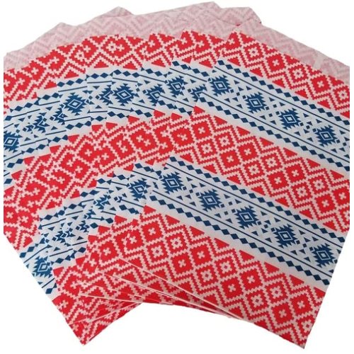 100 Bags Flat Plain Paper or Patterned Bags - for Sales Merchandise/Candy/Cookies/Party Favors/Pens/Gifts - N'icePackaging - (5" x 7", Tribal Print)