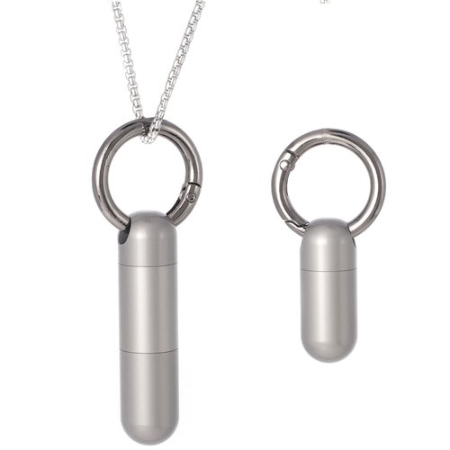 KITSTON Titanium Keychain Pill Holder Medicine Container Fob with Key Ring Making It a Travel Pill Box Case - Gunmetal - Standard + Mini(Gunmetal - 1.5 Pack)