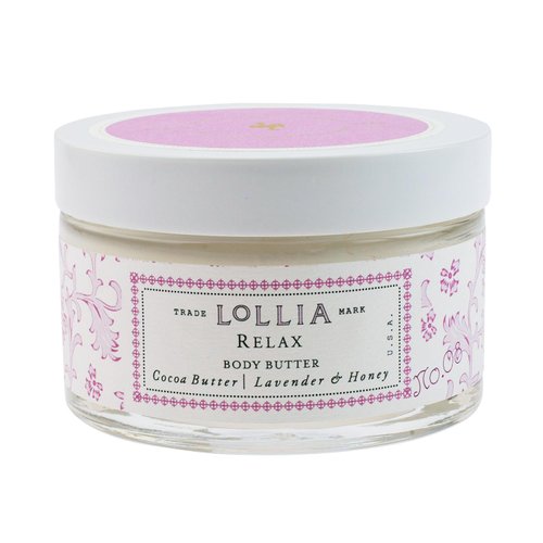 Lollia Relax Body Butter, 5.5 oz. - Lavender & Honey Fragrance - Shea Butter & Cocoa Butter, Body Lotion for Women, Hydrating & Smooth Body Moisturizer