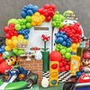 MOMO RUCCI 144Pcs Red Blue Yellow Green Balloon Arch Garland Kit,with Star Foil Balloon Double Stuffed Red Blue Balloons for Super Bro Carnival Themed Birthday Party Decorations Video Game Baby Shower