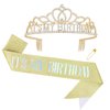 GAFATORY Birthday Sash Gold It's My Birthday Sash and Crown Birthday Girl Sash Birthday Crown Gift Party Decorations for Women Girls