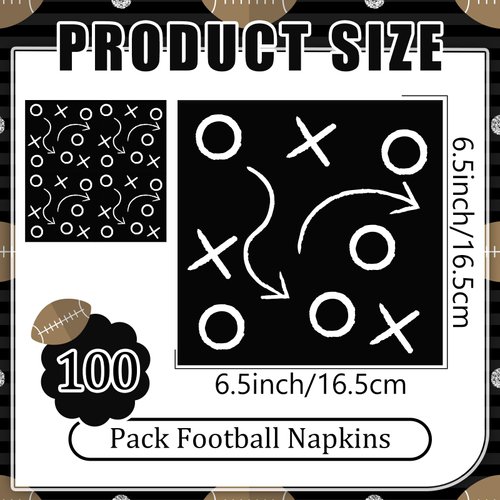 Fullhawl 100 Pcs Football Napkins Bulk, Football Themed Party Supplies, Disposable Football Dinner Paper Napkins, Football Guest Hand Napkin Towels for Football Birthday Party Favors