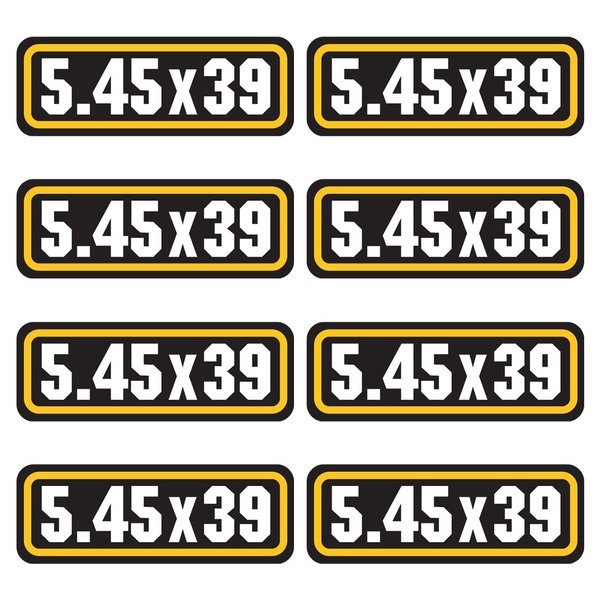 5.45X39 Ammo Sticker (3"x1.06",8 Pack) Vinyl Sticker for Ammo Storage Box, Ammo Can, Ammo Box, Great Decals for Ammo Case, Gun Stickers, Bullet Box, Ammo Storage Crate & Pouch Labels for Organizing