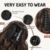 FLUFYMOOZ Ponytail Extension, 18 Inch Claw Clip Ponytail Extension, Wavy Curly Claw Clip in Ponytail Hair Extensions, Natural Fake Ponytail Synthetic Hairpiece for Women (Dark Chocolate Brown)