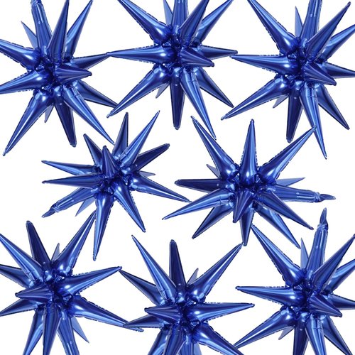LUMOSIA Star Balloons Explosion Star Aluminum Foil Balloons 8 Pcs (Dark Blue Star)