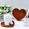 Menkxi 7.1 x 6.3 x 0.6 Inch Heart Shaped Wood Base Hand Casting Sculpture Base Hand Casting Kit Wood Keepsake Display Stand for Anniversary Wedding DIY Crafts Art Exhibition Home Decoration