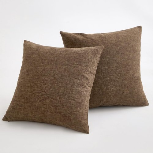 Sunday Praise Linen Decorative Throw Pillow Covers Classical Square Solid Color Pillow Cases 20x20 Inches Cushion Covers for Sofa Couch Bed&Car,Pack of 2 (Brown)