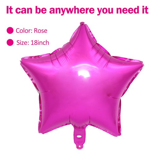 MEETINGU Star Balloons,18 Inch Rose Mylar Star Foil Balloons for Baby Shower, Wedding, Magical Prom or Engagement Party Decoration(10psc)