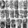 77 Sheets Temporary Tattoo, Half Arm Realistic Lion Wolf Owl Elk Snake Butterfly Rose Fake Tattoos for Girls Boys, Waterproof Temporary Tattoos for Women Men Adults Chest Shoulder Neck Hand