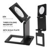 Rongon Three-Folding Magnifying Glass 4Pcs Pocket Magnifying Lens Zinc Alloy Loupe 10X Desktop Portable Metal Magnifiers with Scale Optical Lens for Textile Jewelry Coins