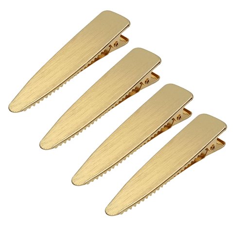 4 Pcs 2.6 Inch Brushed Metal Spike Alligator Duck Bill Hair Clips Bright Duckbill Hair Barrettes Chic Hair Clips for Styling Short Hair (Gold)
