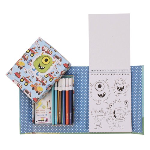 Tiger Tribe Coloring Set - Adventure Theme - Take Along Travel Art Kit - All Supplies Included - Easy Clean Up and Storage - Ages 3+ - 60207, Blue