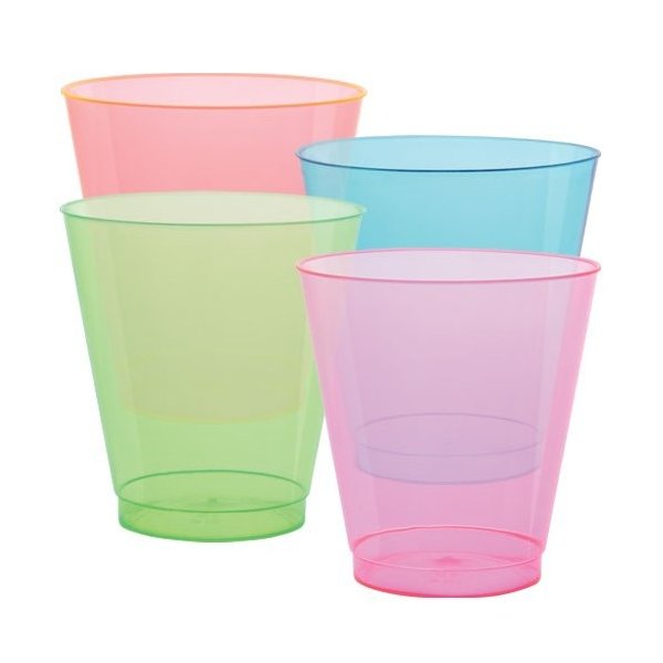 Tiger Chef 10 Oz Tumblers Hard Plastic Cups In Neon Glow In The Dark Under Blacklight Party Drinking Cups Disposable Reusable Party Supply Holiday Décor (10 Oz Tumblers, Assorted)
