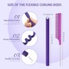 60 Pieces Flexi Rods Flexible Curling Rods Hair Curlers Rollers Twist Flexi Rods Hair Curlers Set No Heat Hair Rods Rollers Flexible Rods for Long Short Hair Women Girls (Purple, 0.3 x 7 Inch)
