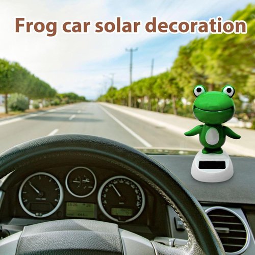 WsjiaboFux Green Cute Car Decor, Bobble Head Frog Dashboard Ornament, Solar Powered Shaking Head Ornament, Car Dashboard Decoration, Animated Window Car Dashboard Decor for Car Decoration，Bobbleheads