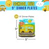 Blue Orchards School Bus Dinner Plates (Pack of 20) - School Bus Party Supplies, School Bus Birthday Plates, School Graduation Decorations, Transportation Party