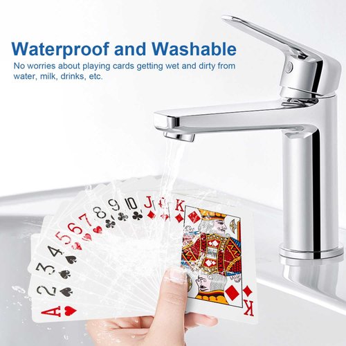 Wugauwor Plastic Waterproof Playing Cards,2 Decks,Red and Blue,Premium Professional Poker Cards,Bridge Cards,Standard Index for Blackjack, Canasta Card Game