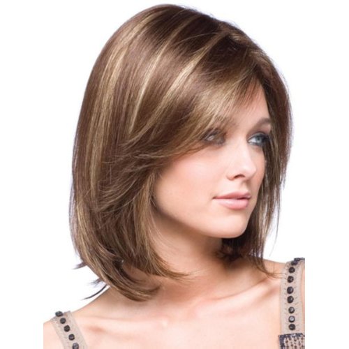 TSNOMORE Shoulder-Length Short Straight Brown Wigs Fashion Women's Full Hair Wig for women (Brown)