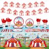 172 Pcs Carnival Party Decorations Set Circus Carnival Party Supplies Circus Tableware Happy Birthday Banners Plates Cups Napkins Tablecloth for Kids Birthday Carnival Party Decorations Supplies