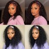 XSY Headband Wig Human Hair Deep Wave 16 Inch Curly Headband Wig None Lace Front Wigs Human Hair Glueless Curly Headband Half Wigs for Black Women 150% Density Natural Color