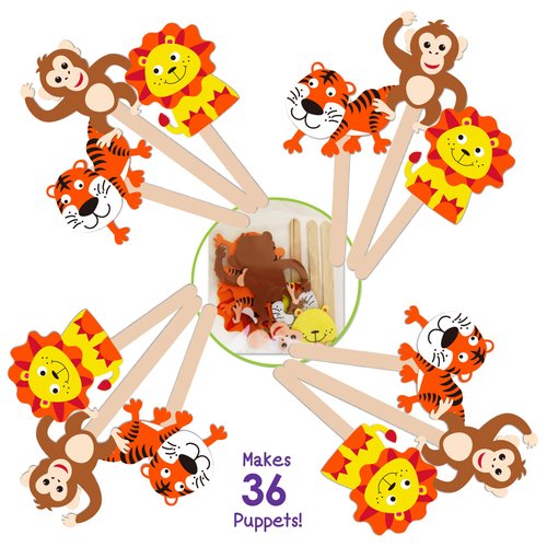 Zoo Pals Foam Craft Kits for Kids Crafts for Kids Ages 4-8 Animal Art Party Favors Jungle Craft Activities for Kids Ages 4-8 Kids Activities Arts and Crafts for Kids Ages 3-5 Kids Craft Kit 36 Pk