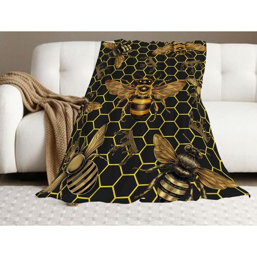 Bee Blanket Queen Bee Honey Bee Fleece Throw Blanket Super Soft Warm Cozy Fuzzy Plush Bumble Bee Blanket Gifts for Girls Boys Kids Room Decor 40"X50"