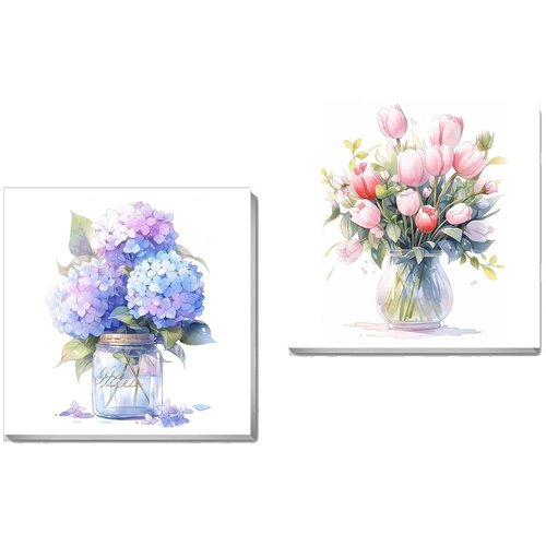 bleihum 2 Pack Flower Paint by Number for Kids with Wooden Frame-Flowers Paint by Numbers for Kids Ages 4-8-12,Floral Kids Paint by Numbers for Home Wall Decor(8X8inch)