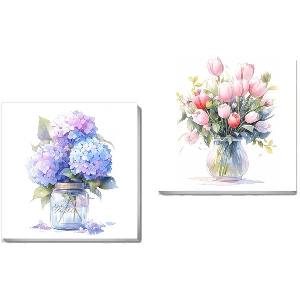 bleihum 2 Pack Flower Paint by Number for Kids with Wooden Frame-Flowers Paint by Numbers for Kids Ages 4-8-12,Floral Kids Paint by Numbers for Home Wall Decor(8X8inch)