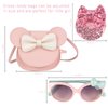 QZUnique Little Mouse Ear Bow Crossbody Purse Set, Mini Shoulder Bag with Jewelry Set Hair Clip Sunglass, PU Coin Purse Handbag Dress Up Gift for Kids Girls Toddlers, 7 Pack