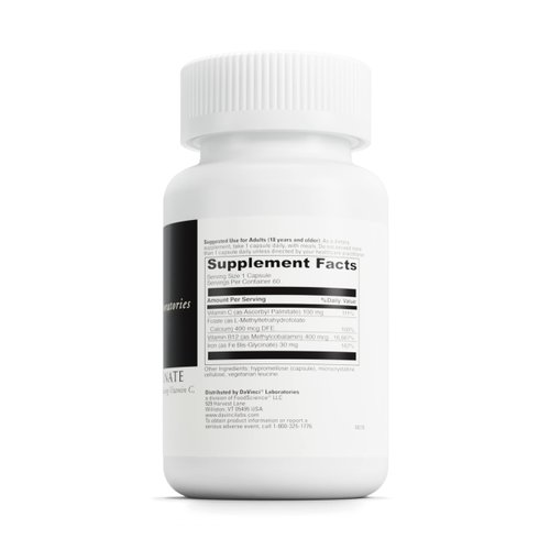 DaVinci Labs Iron Bis-Glycinate - Gentle Iron Supplement for Women & Men - Help Support Hemoglobin Production & Normal Energy Levels with Vitamin C & More* - Vegan - 60 Vegetarian Capsules