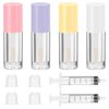 Apausvcm 4Pcs Lip Gloss Tubes, 6ml Empty Lip Gloss Tubes with Wand Refillable Lip Gloss Containers with Rubber Stoppers Lip Balm Bottles for DIY Lipgloss (4 Colors)