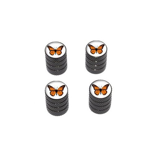 GRAPHICS & MORE Monarch Butterfly - Tire Rim Valve Stem Caps - Black