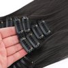 DMStarcky Straight Clip In Hair Extensions 24 Inches for Black Women, 7 Pieces/Set Hairpieces Heat Resistant Synthetic Fiber Double Weft Hair Extensions Natural Black Color