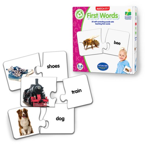 The Learning Journey: Match It! - First Words - 30 Piece Self-Correcting Words with Matching Images for Emerging Readers - Sight Words Puzzle for Kids Ages 3 and Up - Award Winning Toys