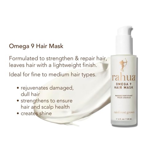 Rahua Omega 9 Hair Mask, 4 Fl Oz, Conditioning Hair Care for Strong, Soft, Shiny, and Hydrated Hair, with Nourishing Natural, Plant-Based Derived Ingredients, Lavender & Uplifting Eucalyptus Scent