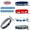 FSHANEE 24Pcs Police Rubber Bracelets Police Party Favors Police Birthday Party Supplies Silicone Wristbands Police Themed Baby-shower Party Gift Bag Fillers Goodie Bag Stuff