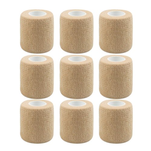 Banglijian Self Adherent Self Adhesive Tape, Cohesive Bandage Tape, Strong Elastic Sports Tape, 2 inches, 5 Yards (Beige)