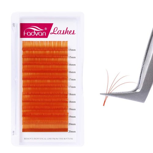 Volume Eyelash Extensions D Curl 0.07 15-20mm Mixed Tray Color Lashes Extensions Orange Lash Extensions Easy Fan 3D-10D Rapid Blooming Lashes Extensions Colored by FADVAN (0.07mm-D, 15-20mm)